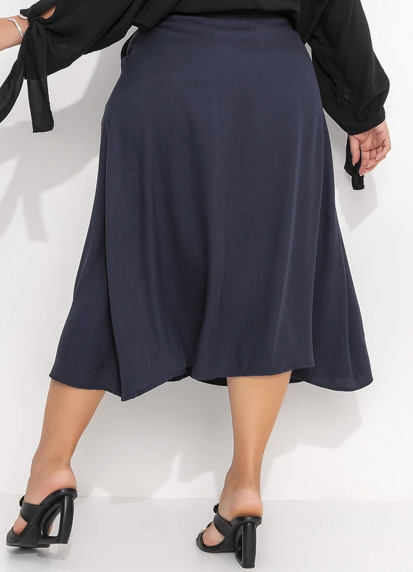 Quintess - Saia Azul Marinho em Viscose Plana 8