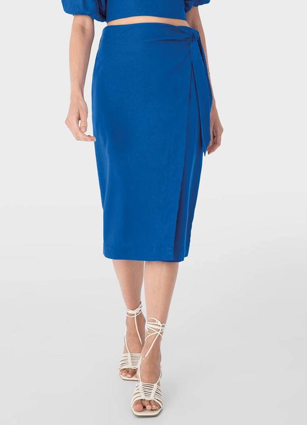 Malwee - Saia Azul Mídi com Pareô