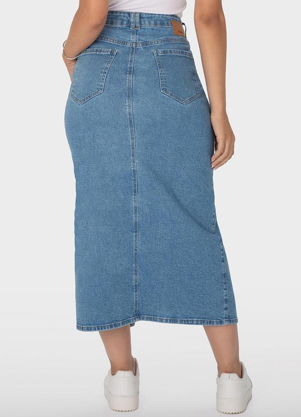Malwee - Saia Azul Mídi Reta Jeans 2