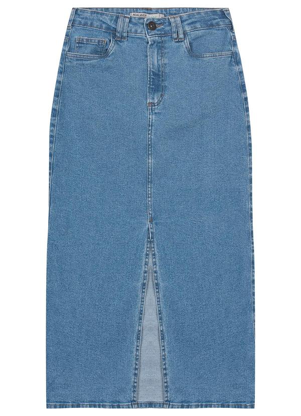 Malwee - Saia Azul Mídi Reta Jeans 6