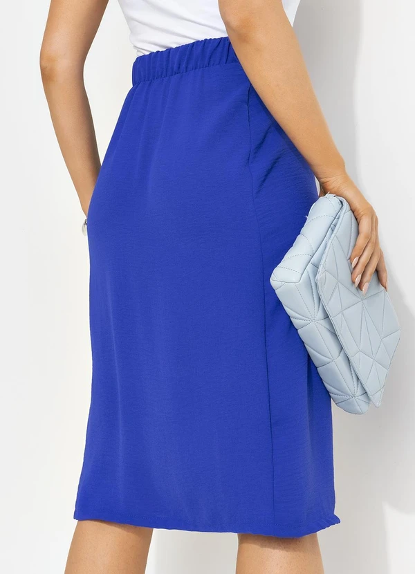 Quintess - Saia Azul Royal em Crepe Plano 6