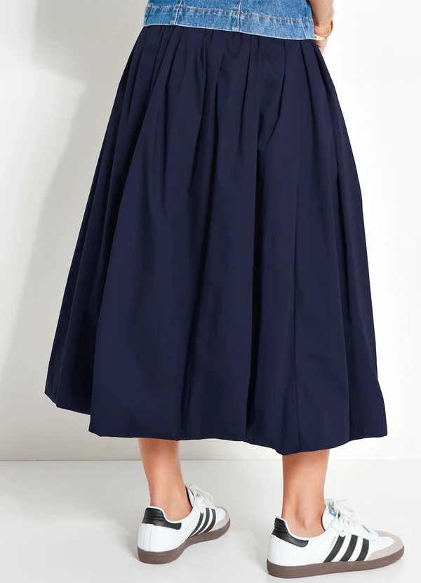 Quintess - Saia Balonê Azul Marinho em Tricoline 2