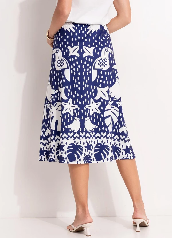 Quintess - Saia Barrado Azul em Malha Fria 2