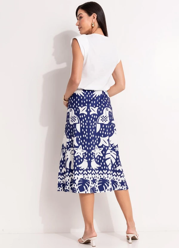 Quintess - Saia Barrado Azul em Malha Fria 6