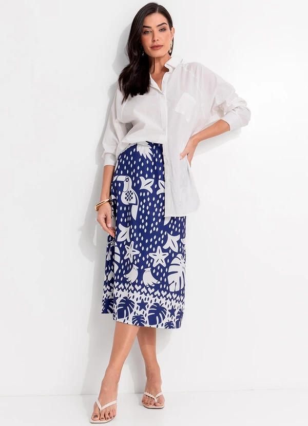 Quintess - Saia Barrado Azul em Malha Fria 7