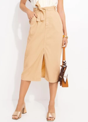 Quintess - Saia Bege em Jeans - QUINTESS