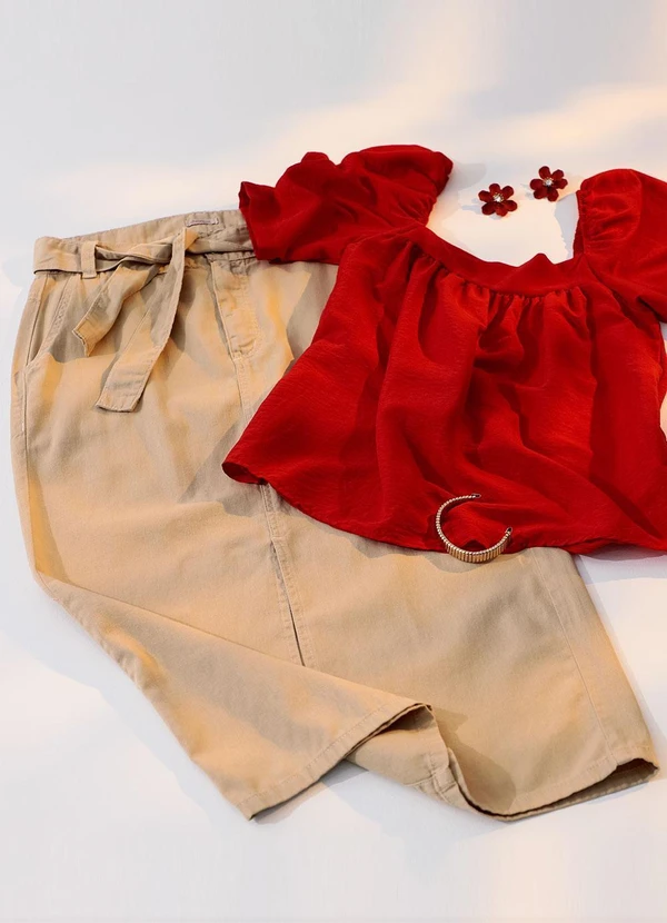 Quintess - Saia Bege em Jeans 11