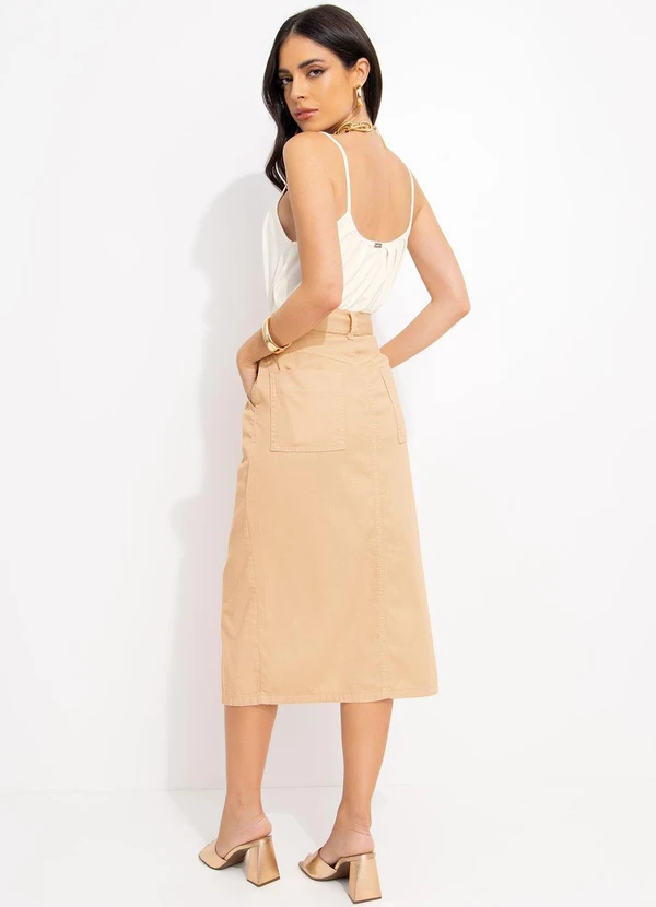 Quintess - Saia Bege em Jeans 4