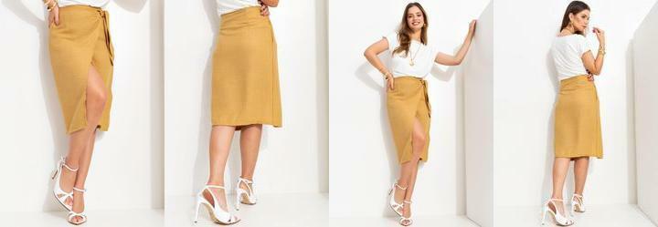 Saia Bege em Tecido Texturizado