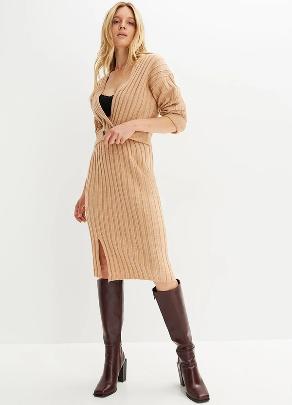 bonprix - Saia Bege em Tricô 5