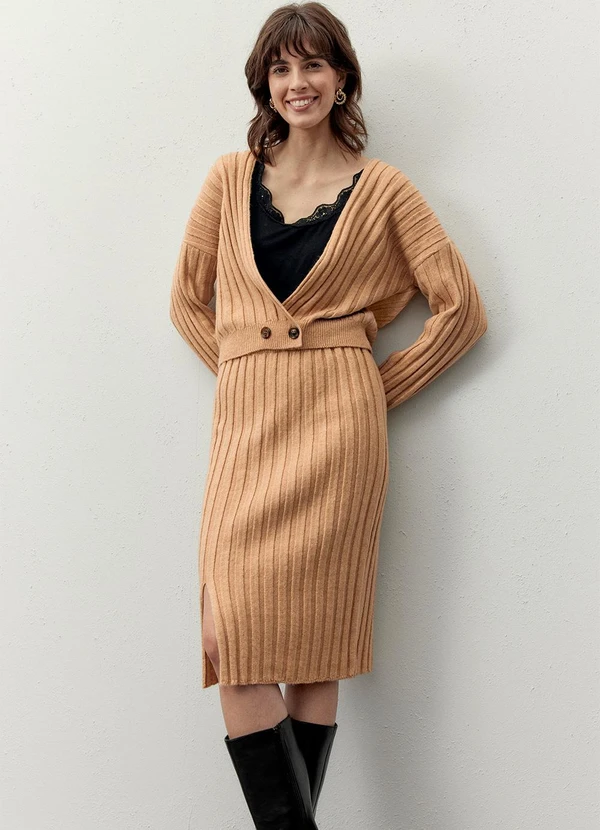 bonprix - Saia Bege em Tricô 6