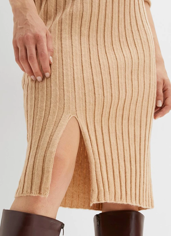 bonprix - Saia Bege em Tricô 7