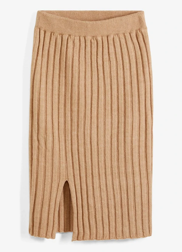 bonprix - Saia Bege em Tricô 9