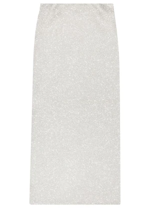 Enfim - Saia Bege Mídi Evasê em Lurex - ENFIM