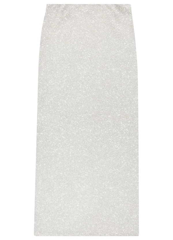 Enfim - Saia Bege Mídi Evasê em Lurex