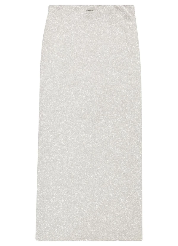 Enfim - Saia Bege Mídi Evasê em Lurex 2