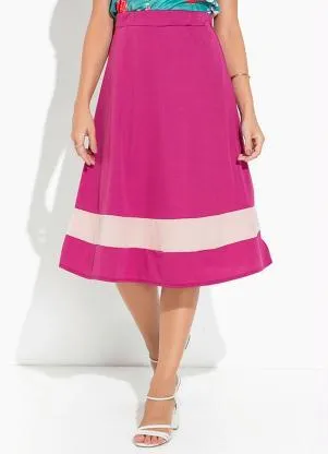 Rosalie - Saia Bicolor Pink com Recorte - ROSALIE