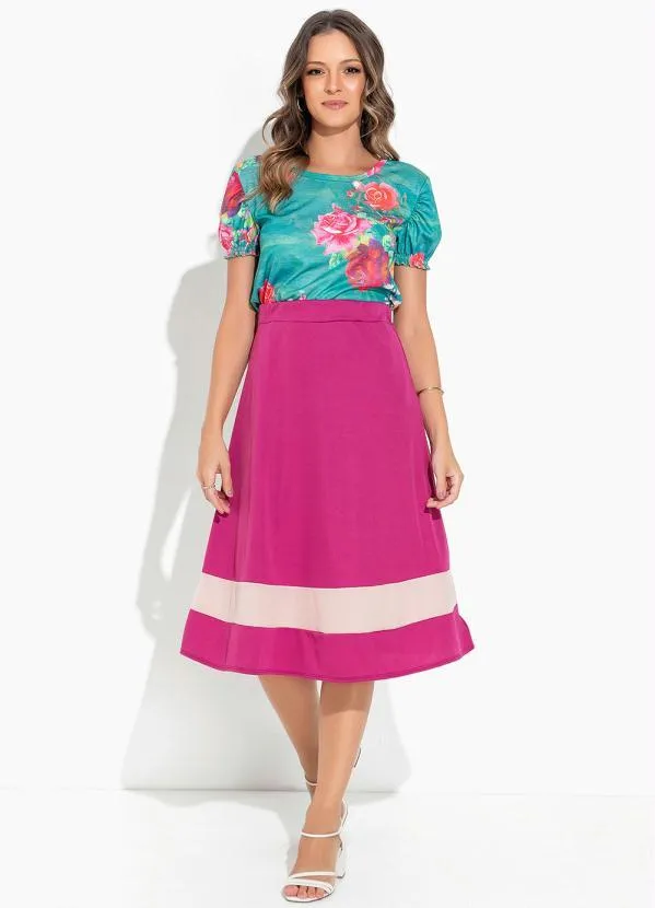 Rosalie - Saia Bicolor Pink com Recorte 3