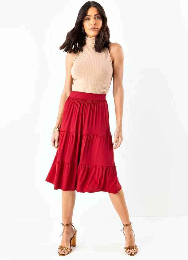 Quintess - Saia Bordô em Malha de Viscose 2