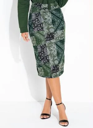 Rosalie - Saia Cahsmere Verde Lápis - ROSALIE