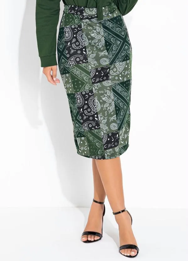 Rosalie - Saia Cahsmere Verde Lápis