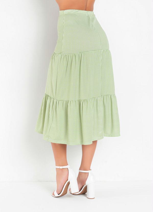 Rosalie - Saia Camadas Xadrez Verde 2