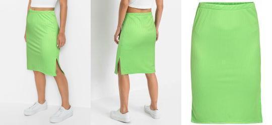 Saia Canelada com Fenda Lateral Verde