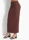 Colcci Jeans - Saia Canelada Midi Marrom - variação: Marrom