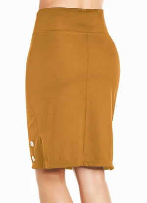 Moda Pop - Saia Caramelo com Fenda Lateral - MODA POP