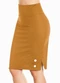 Moda Pop - Saia Marinho com Fenda Lateral e Botões - variação: Caramelo
