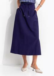 Saia Azul Marinho em Viscose com Poli�ster