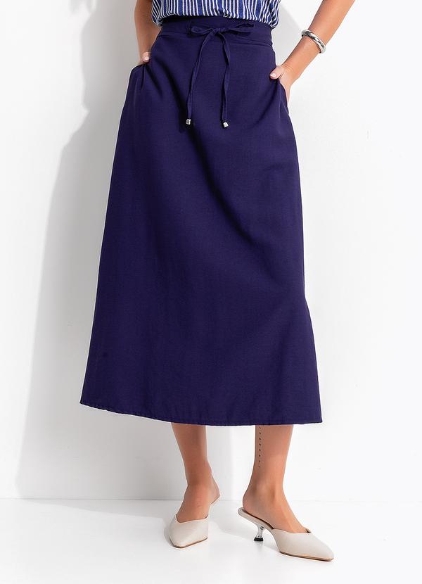 Saia Azul Marinho em Viscose com Poli�ster