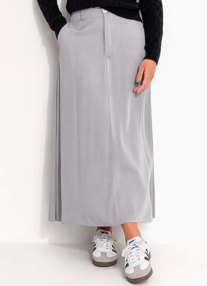 Quintess - Saia Cinza Claro em Viscose Plana - QUINTESS