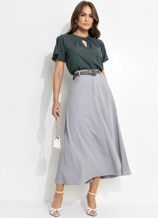Quintess - Saia Cinza Claro em Viscose Plana 10