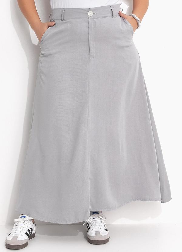 Quintess - Saia Cinza Claro em Viscose Plana 11