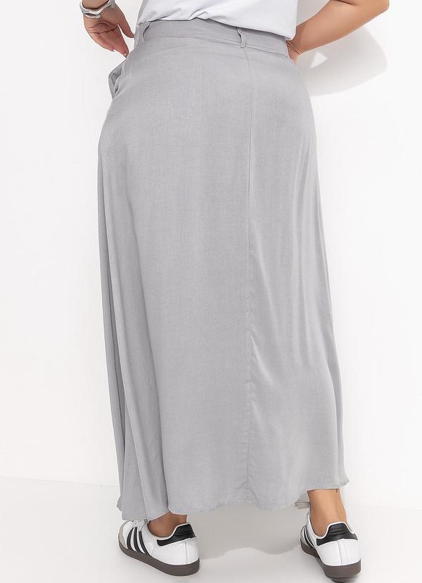 Quintess - Saia Cinza Claro em Viscose Plana 12