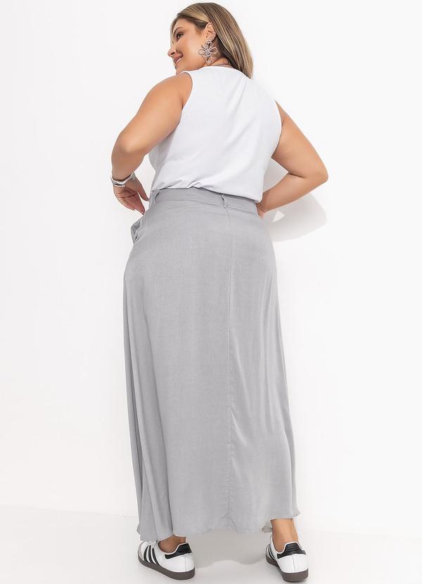 Quintess - Saia Cinza Claro em Viscose Plana 14