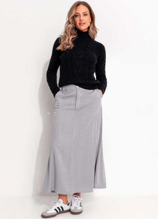 Quintess - Saia Cinza Claro em Viscose Plana 2