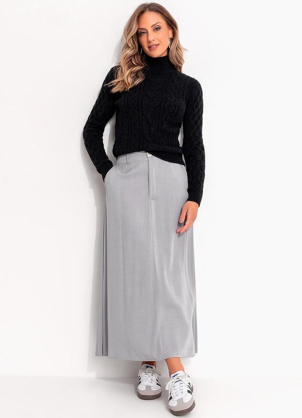 Quintess - Saia Cinza Claro em Viscose Plana 3