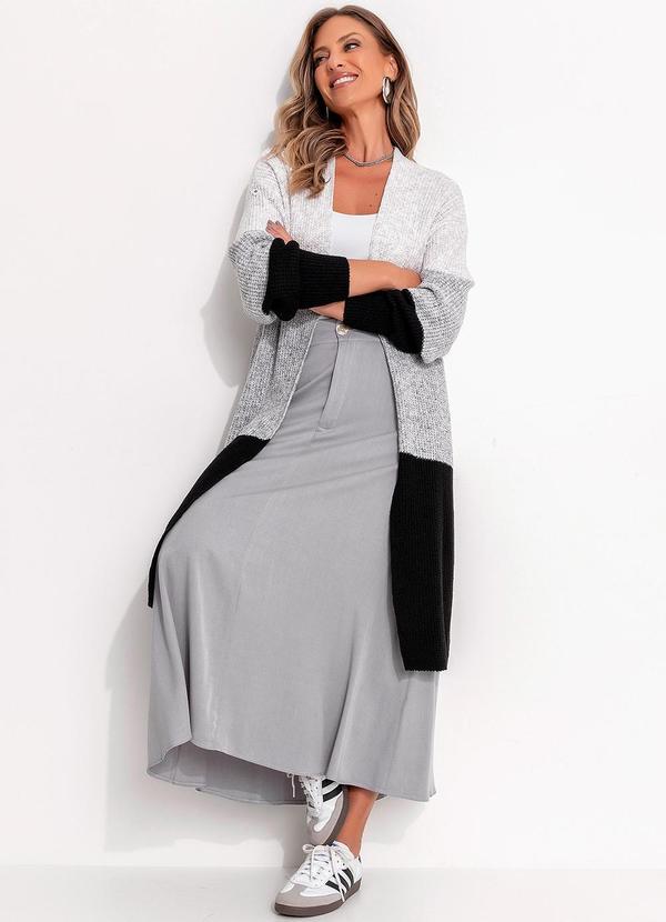 Quintess - Saia Cinza Claro em Viscose Plana 5