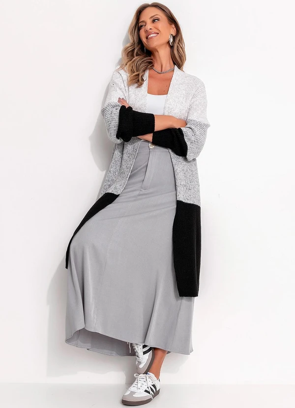 Quintess - Saia Cinza Claro em Viscose Plana 5