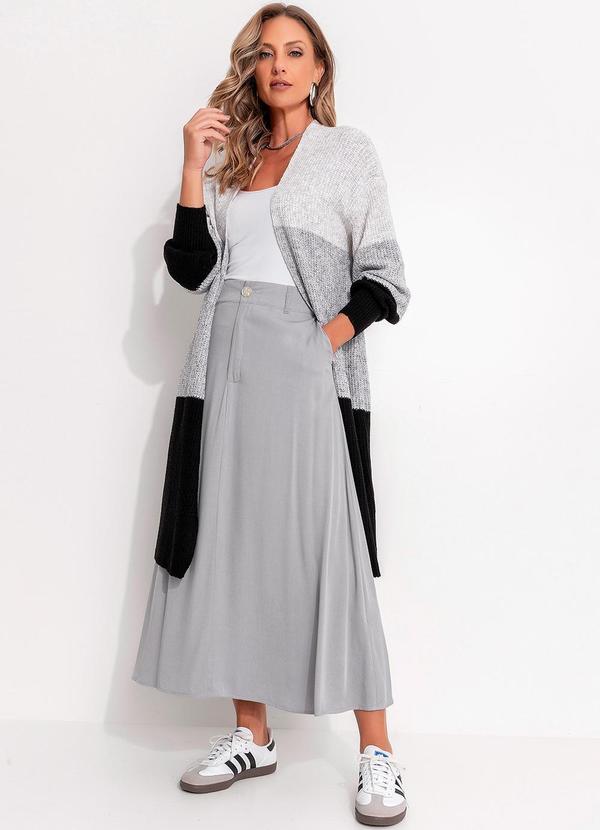 Quintess - Saia Cinza Claro em Viscose Plana 6