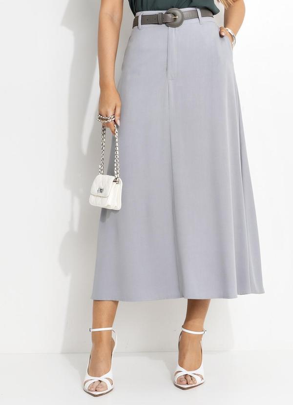 Quintess - Saia Cinza Claro em Viscose Plana 8