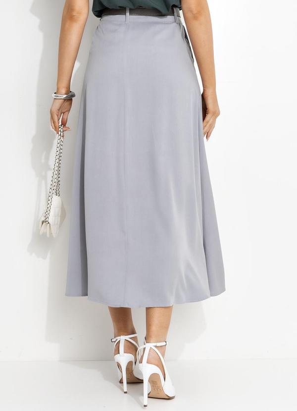 Quintess - Saia Cinza Claro em Viscose Plana 9