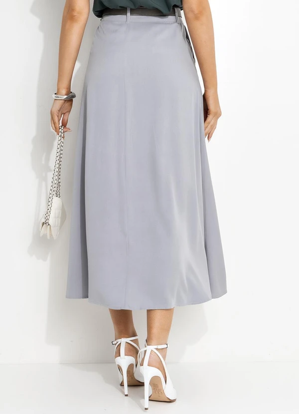Quintess - Saia Cinza Claro em Viscose Plana 9