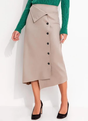 Quintess - Saia Cinza em Malha Suede - QUINTESS