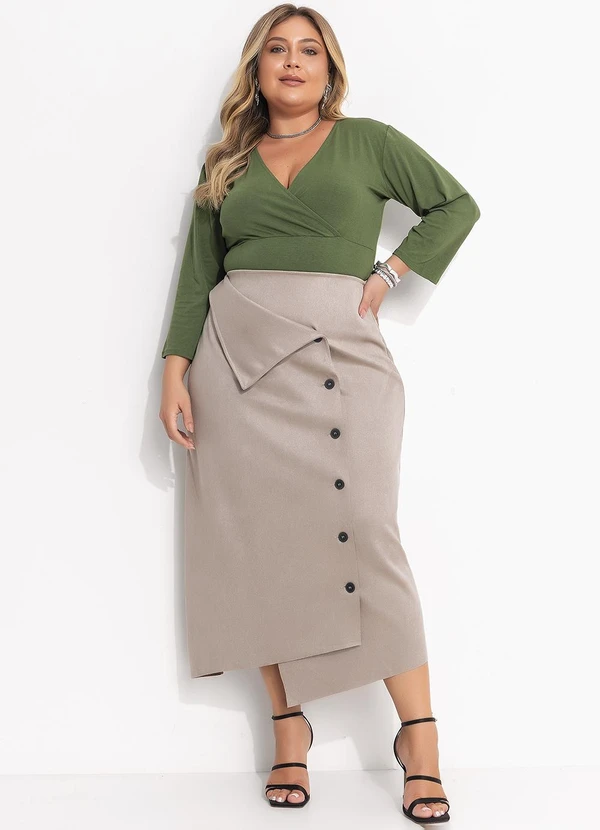 Quintess - Saia Cinza em Malha Suede 12