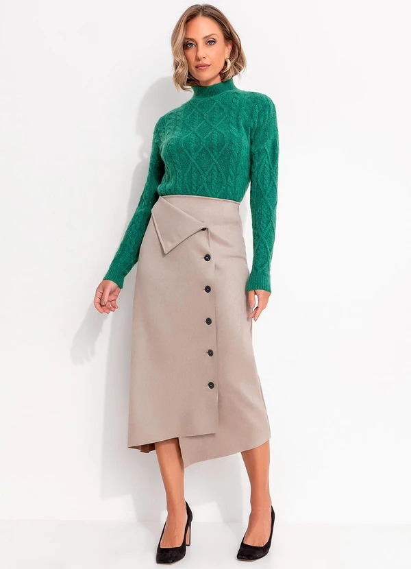 Quintess - Saia Cinza em Malha Suede 3