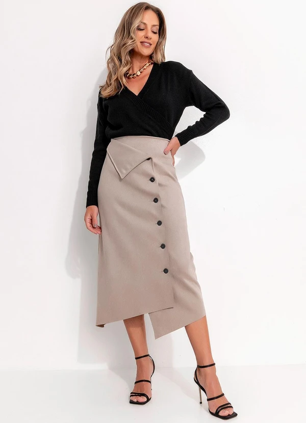 Quintess - Saia Cinza em Malha Suede 7