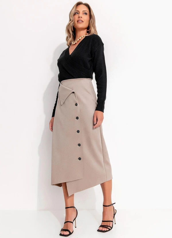 Quintess - Saia Cinza em Malha Suede 8